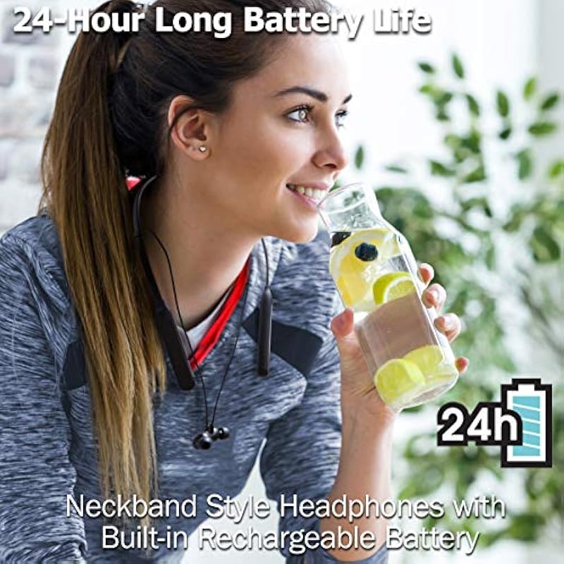 JVC Air Cushion Wireless Earbuds Headphones, Bluetooth 5.0, Water Resistant IPX4, Long Life Battery (up to 24 Hours), 3-Button Remote with mic - HAFX41WB, Black, Medium Black Medium Neckband 상세이미지 3