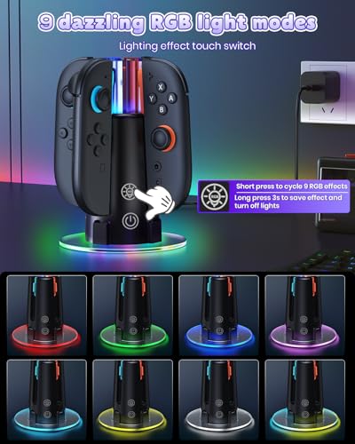 Image of [Both for Switch 2 and 1] Charger Dock for Joycon Switch 2 and 1, FYOUNG Fast Controller Charging Station for Nintendo 2 2025, 8 in 1 Dual-Direction Magnetic Stand for JoyCon Accessories