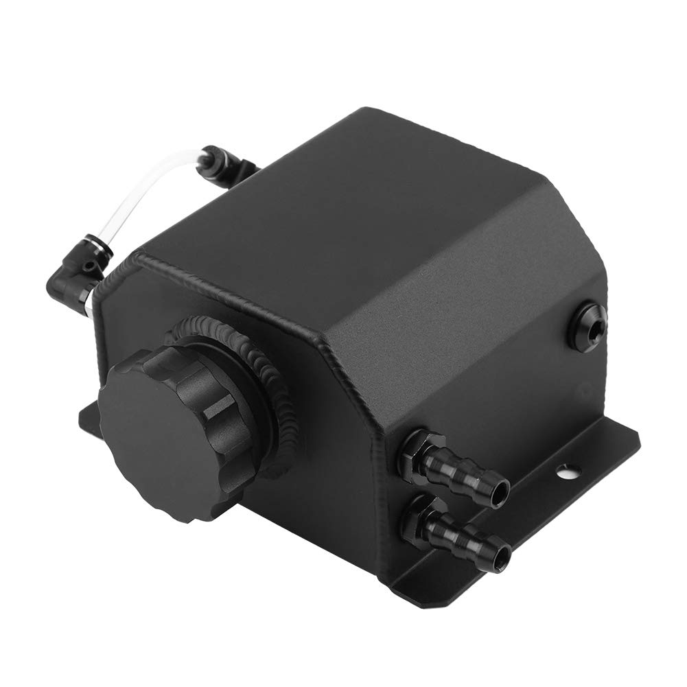 Bouteille de Reniflard de Bidon de Récupération d'huile Moteur en Aluminium de 1 L avec Bouchon de Vidange Bidon Froid Noir pour Bouteille de Reniflard de Récupération d'huile
