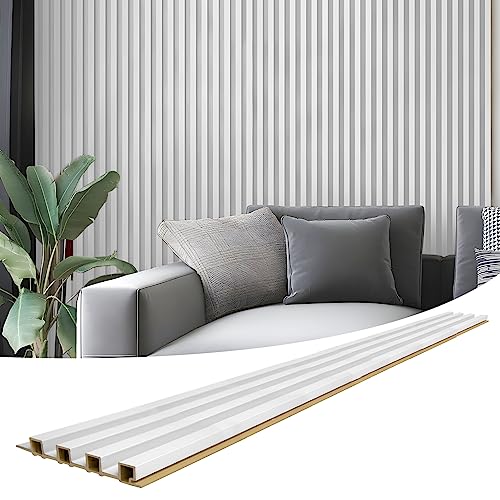 Photo 1 of **off yellow color**Art3d 8-Pack 96 x 6in. WPC Acoustic Slat Wall Panel for Modern Interior Decor