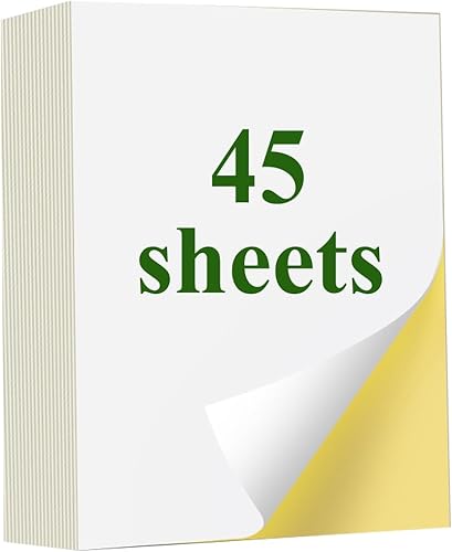 38 hojas de papel adhesivo, papel adhesivo imprimible blanco mate para impresora de inyección de tinta, etiquetas de papel de impresora completa,