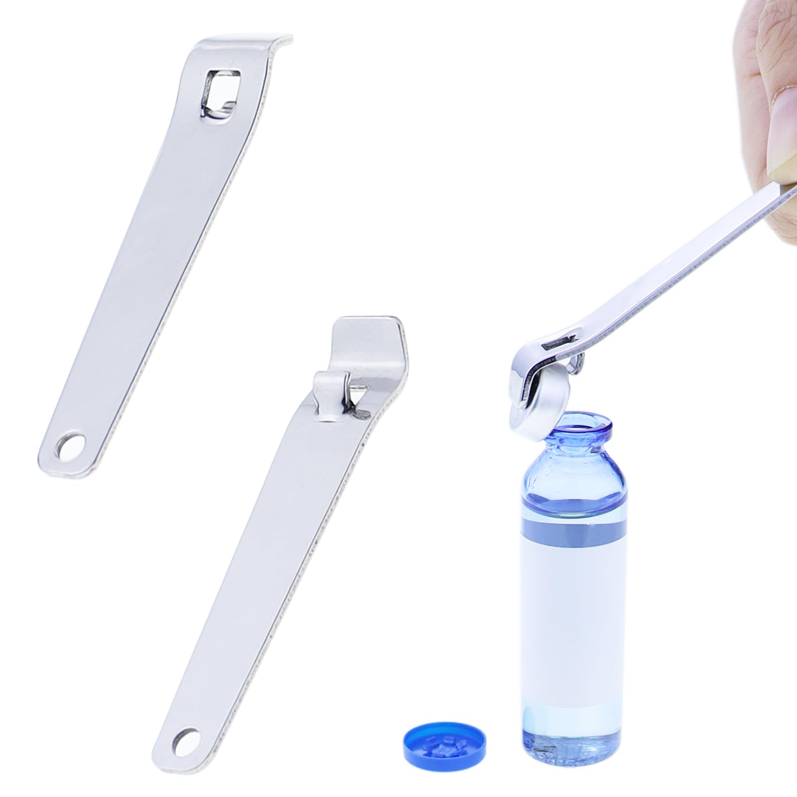 Mini Vial Openers x2 -Versatile Stainless Steel Oral Liquid Decappers for Botox Medicines Beer Beverages Compact Light Weight and Durable Keychain Bottle Opener Tool for Nurses Pharmacies and Home Use