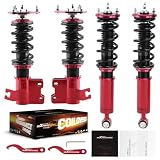 maXpeedingrods Coilovers for Nissan S13 1989-1994, 24 Levels Damping Adjustable Coilovers Suspension Kit, Height Adjustable Shock Absorber, Lowering Kit Red