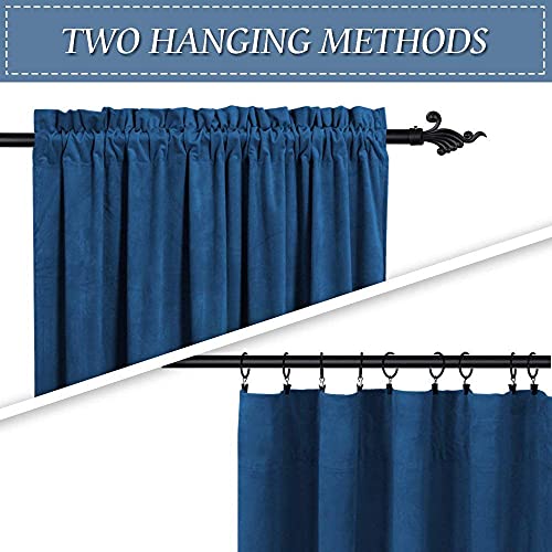 Image of RYB HOME Velvet Curtains 108 inches Long, Half Blackout Curtains Heat Blocking Curtain Panels with Dual Rod Pocket for Living Room Bedroom Backdrop, Royal Blue, 52 in by 108 in, 2 Pcs
