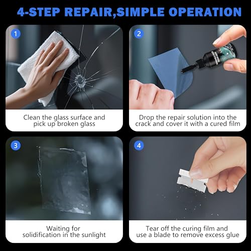 Image of Cracked Windshield Repair Kit for Chips and Cracks, Car Windshield Crack Repair Kit, Glass Repair Liquid for Cracks, Rock Chip Repair Kit Windshield, Windshield Chip Repair Kit.