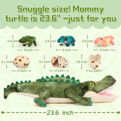 Image of Alligator Stuffed Animal with 3 Babies, 23.6 inch Wild Aniaml Plush