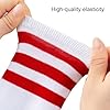 AWAVM Calzini alti al ginocchio, calzini casual alti alla coscia, calzini bianchi e neri a righe, 3 calze lunghe a tubo per donne e ragazze da indossare tutti i giorni, Rosso, One Size #5