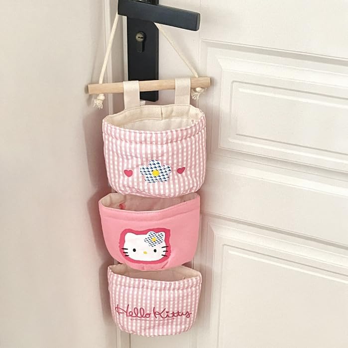 Miniatura 6 de Puiyuyt Bonita bolsa de almacenamiento para colgar en el armario de pared  3 bolsillos sobre la puerta y la pared bolsas de almacenamiento para el