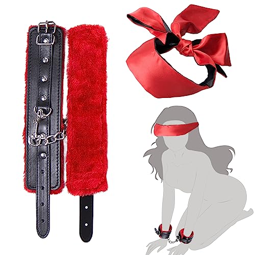 BDSMJOY Handschellen Sex Bett mit Augenbinde Erotische,Bondageset Fesseln Set,Sex Spielzeug ab 18 für Paare extrem,Handschellen plüsch,Handfesseln Erotische,BDSMs Spielzeug hart (Hand)
