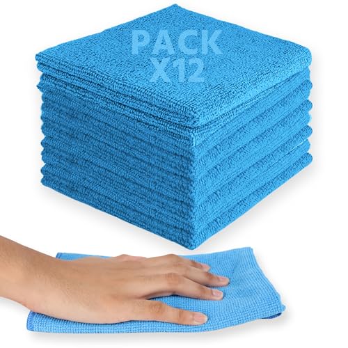 Bayetas de Microfibra de 36x40 cm. Paños de Limpieza para Cocina. Bayeta de 250 gr./m2, bayetas en Pack de 12. Trapos Ideales para Cocina, baños automóviles, oficinas, Multiusos