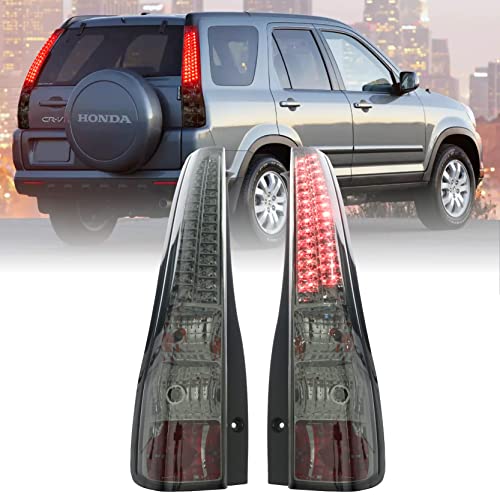 USR DEPO 02-06 CRV Tail Lights - Smoke LED Rear Tail Lamps Set (Left + Right) Compatible with 2002-2006 Honda CR-V (Smoked Lens)
