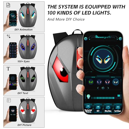 Motorcycle Backpack for Men, LED Backpack With DIY Programmable Full Color Screen, Hard Shell Large Capacity Waterproof Helmet Bag Laptop Backpack2