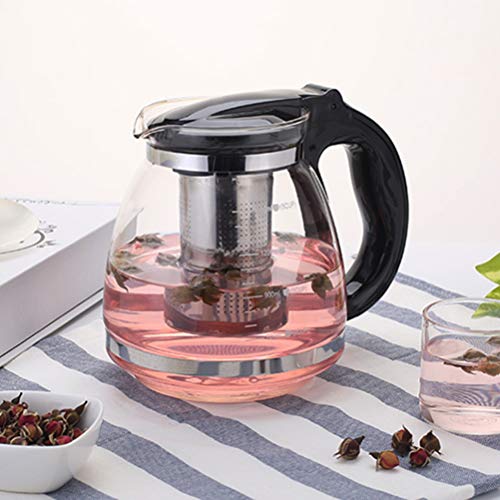 Yardwe Tetera de vidrio de 2000 ml Tetera de vidrio resistente al calor Tetera de filtro de acero inoxidable Tetera de… - Imagen 6