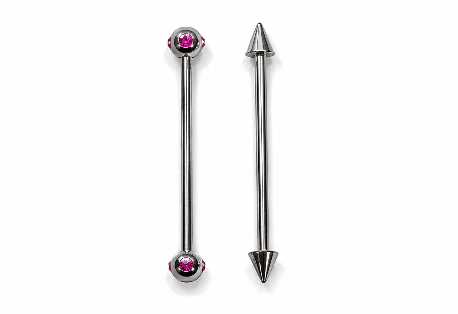 ITT Industrial Straight Barbell Piercing Set for Women & Men | Stainless Steel Barbell Body Jewelry with Pink Crystal Ball & Cone Ends | Tongue, Ear Cartilage & Body Piercing Jewelry (Pack of 2)-image-40