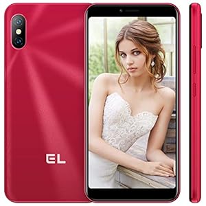 Smartphones 4G Pas Cher Téléphones Portables Débloqués EL 6C, 5,5 Pouces 16Go ROM, SD 128Go Dual SIM Téléphone Mobile, 8MP+5MP Caméra, Face ID, 2500mAh Battery, Android 8.1-Rouge