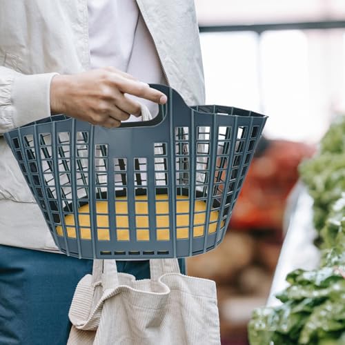 Cesta rectangular plegable de plástico con asa para organizar frutas y verduras en el hogar 8