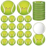 CroBlissful 18 Pcs Tennis Gifts for Women Compact Mirrors Bulk Round Portable Pocket Mirror Makeup Glass Mini Cute Accessories for Tennis Lovers Team Gift