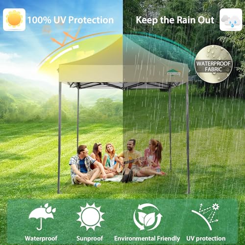 Image of COBIZI 10x20 Pop Up Canopy Tent,Heavy Duty Canopy(Khaki White No Sidewalls)