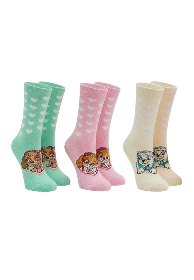 ONOMATO! Paw Patrol Skye Zuma Everest Kids Girls Socks Set 3 Pairs, multicoloured, 23-26