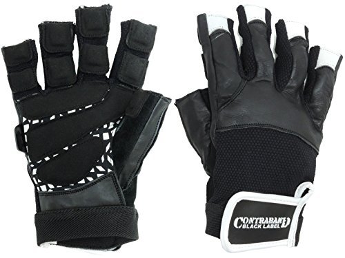 Contraband Black Label 5830 Premium Leather Weight Lifting Gloves w/ Super Grip Pads (White, Medium)