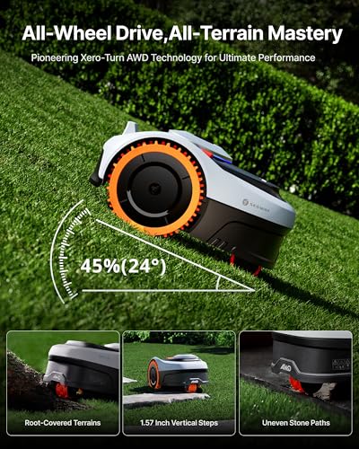 Image of Segway Navimow i210 AWD Robot Lawn Mower, Wire-Free Robotic Mower, All-Wheel Drive for 45% Slopes, 2-3.6 in Adjustable Cutting Height, NRTK + Vision, Auto Mapping, 5.1Ah Battery, Covers 0.25 Acre