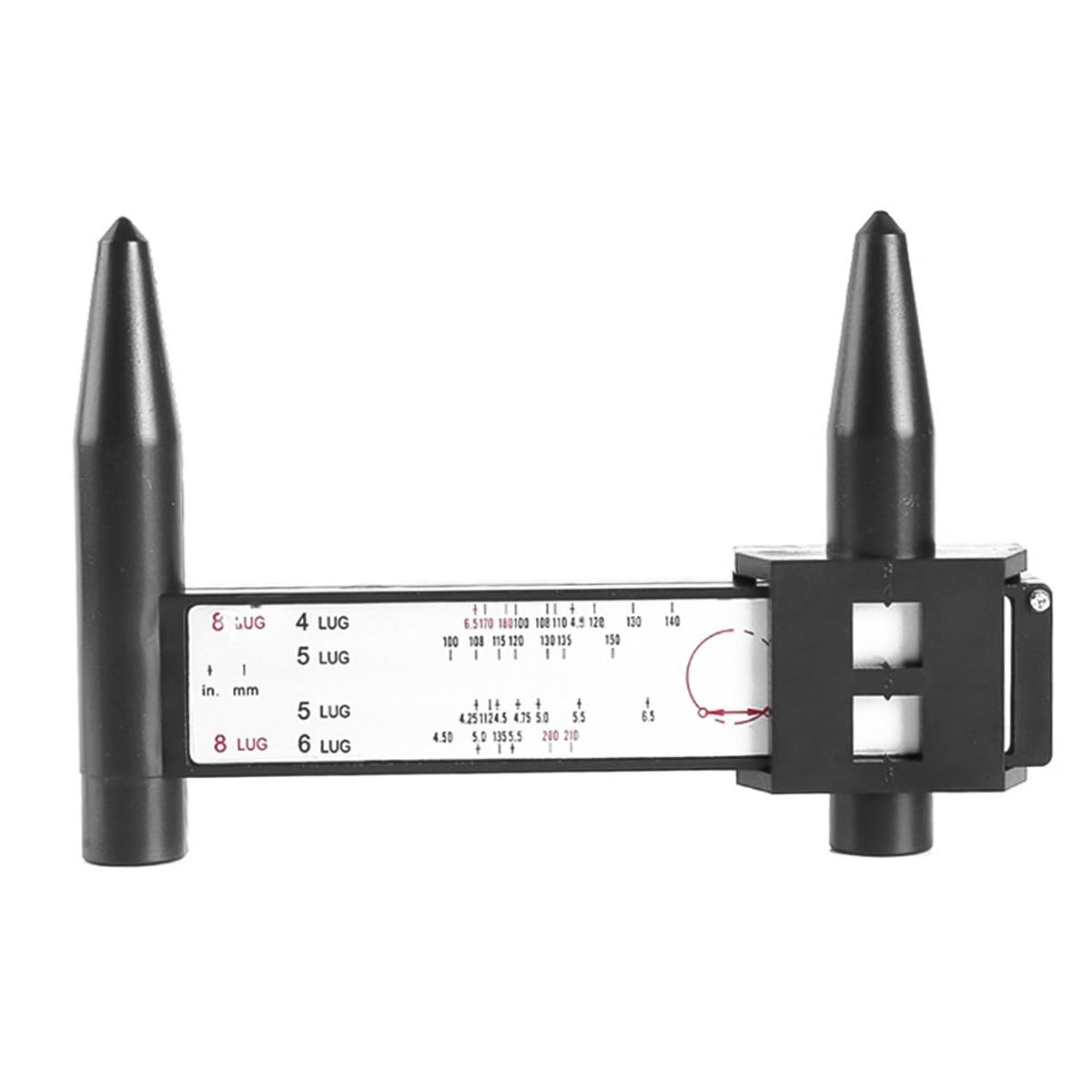 VOANZO Car Wheel Rim Ruler,Wheel Measuring Tool Bolt Pattern Measuring Tool,Wheel Rim Gauge,Car Pattern Sliding Measuring Tool PCD Ruler for 4 5 6 8 Lug
