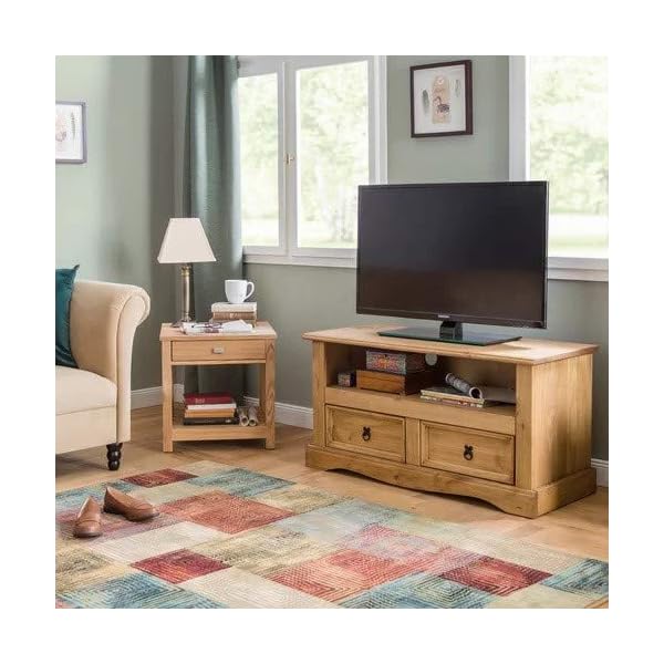 Home Source TV Stand Entertainment Unit Solid 2 Drawer Corona Television Cabinet - Image 5