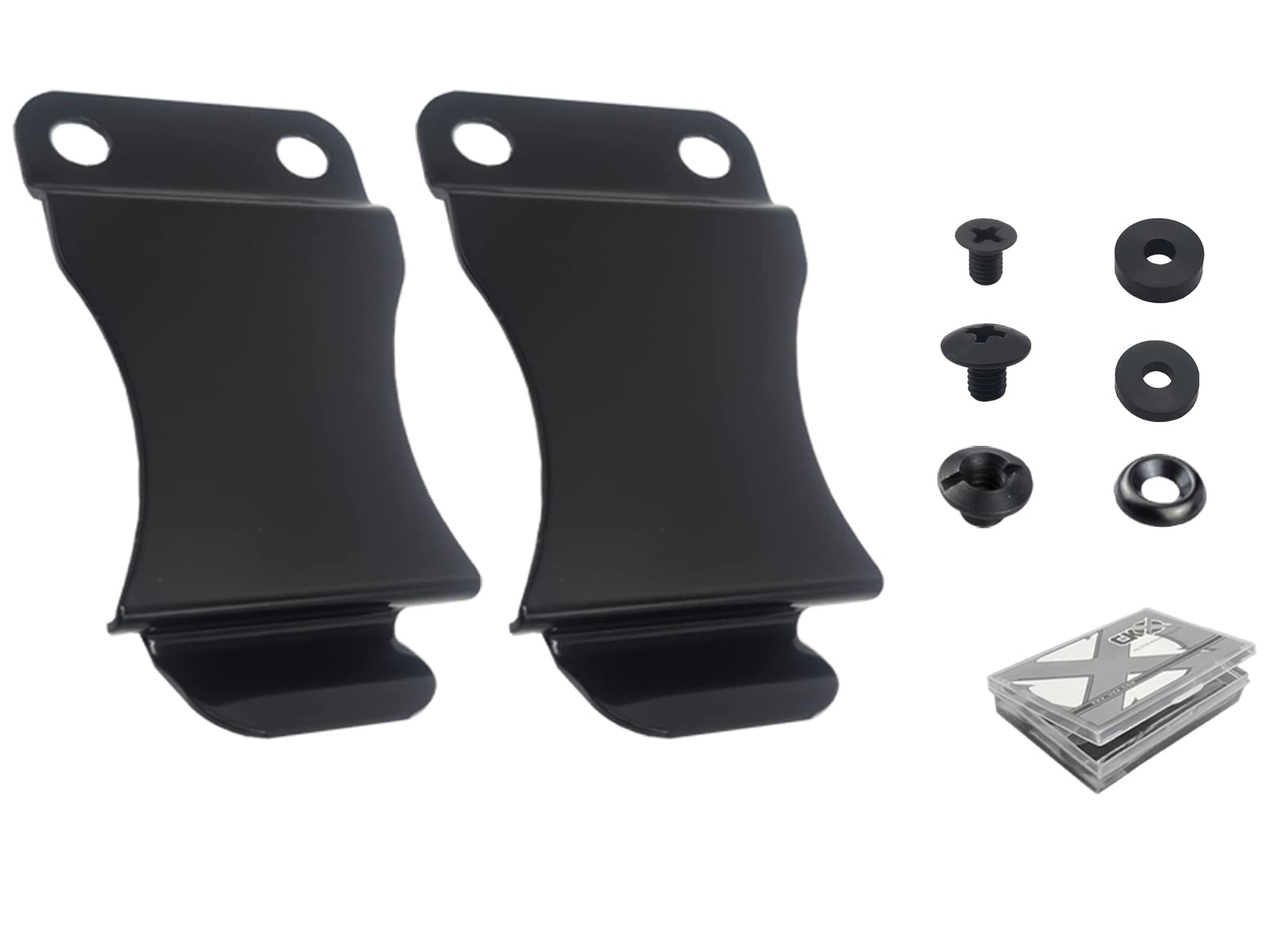 CKX-11 Heavy-Duty Black Metal Belt Clip, fits up to 1.75” Belt Attachment for IWB/OWB Kydex/Leather Knife Sheath and Gun Holsters. Sets of 2, 4 and 10 Units w/Mounting Hardware (6 Parts Each)