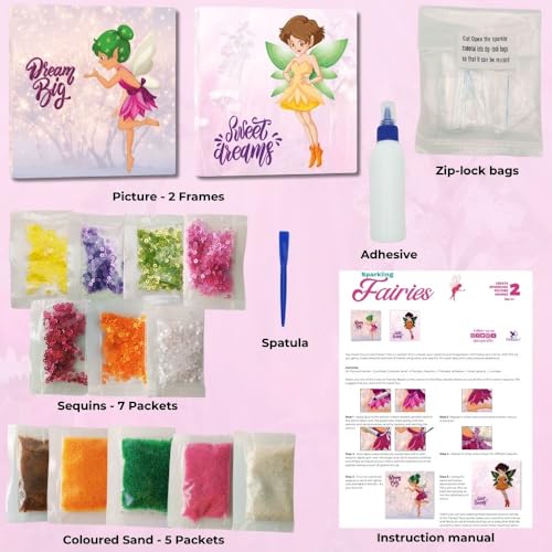 Image of TOYKRAFTT Fairyland Dreams Sand & Sequin Art Craft Kit for Kids, DIY Fairy Activity Toy for Girls & Boys Ages 5-7, Creative Birthday & Return Gift for Girls
