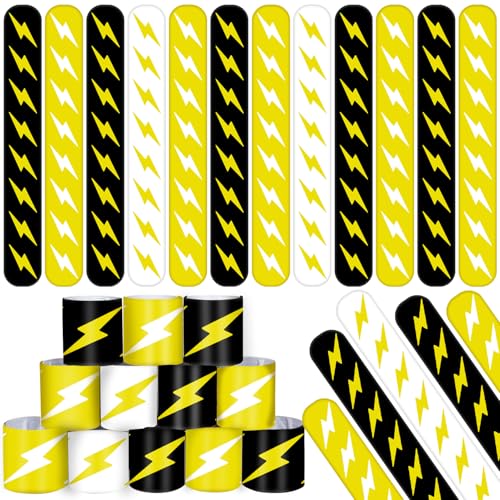 Lcnjscgo 48 PCS Lightning Bolt Slap Bracelets Flash Wristbands, Party Favors, Goodie Bag Fillers for Lightning Bolt and Flash Birthday Decorations