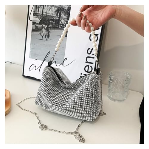 Shoulder Bag Metal Zipper Portable Bright Diamond Pearl Handle Messenger Bags3