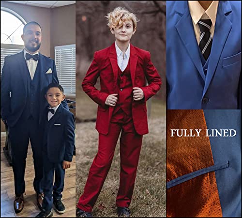 Image of Suit for Boy Formal Slim Fit Tuxedo 5 Pieces Kids Toddler Wedding Outfit Blazer Pants Vest Set Boys Suits