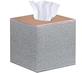 Leather Tissue Box Cover Square,Upgrade 99% Compatible Large Size,Modern Tissue Box Holder for Napkin Facial Paper,Dryer Sheet Dispenser Organizer for Bathroom Vanity Countertop,Night Stand