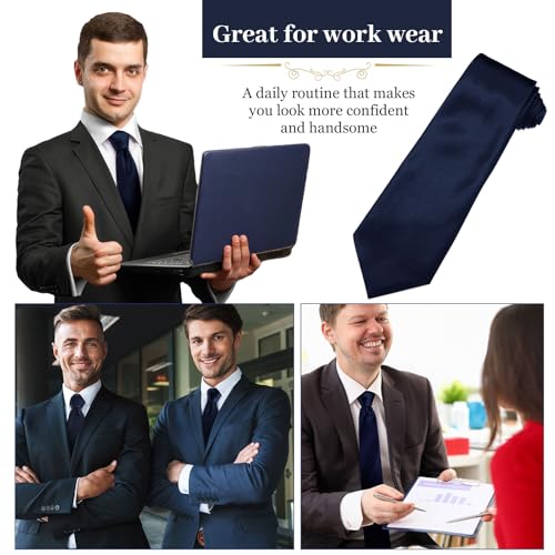 Image of Syhood 6 /12 /24 Pcs Men Ties Set Solid Satin Pure Color Business Formal Necktie Tie 57 inch for Men Occasion Wedding