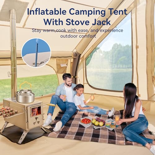 Carpa inflable para camping 4 personas color beige miniatura 3