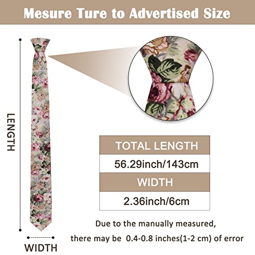 Image of Mantieqingway Men's Cotton Floral Neck Tie 2.56'' Printed Skinny Tie