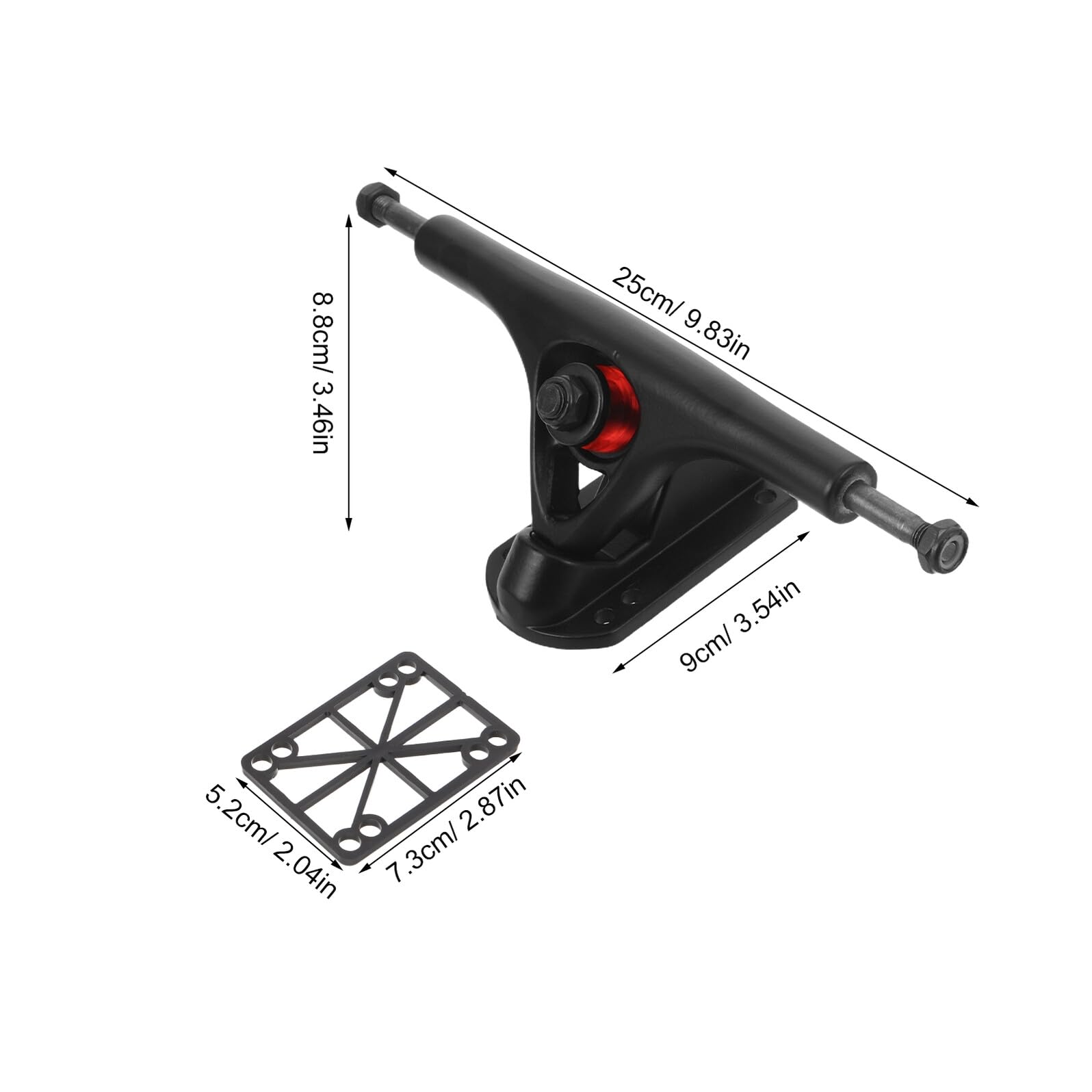 2 Pièces Kit de 2 Trucks de Skateboard 7 Pouces en Alliage Aluminium Léger, Ensemble de Camions pour Longboard Cruiser, Matériel de Montage Inclus, Adapté Skatepark et Rue,