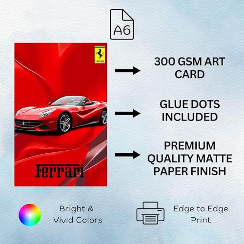 Image of Posters Inc Premium Super-Cars Illustration Cards A6 Small Size Collection Of 54 Track Drift Turbo Coupe Design Images For Stylish Wall Styling Bedroom Decor Gift Ready With Glue Dots