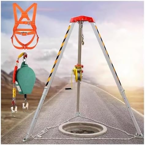 Adjustable Tripod Rescue Kit for Limited Space Lifting Capacity 1200/1800/1179.3 kg 2.1m Retractable Legs Ideal for Construction Sites & Fire Rescue Sewer Well Operations