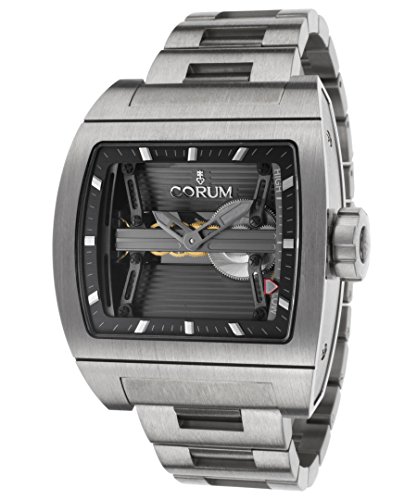Corum 107-101-04-V250-0000 Men's Ti-Bridge Automatic Power Reserve Titanium Bracelet Black Dial Watch