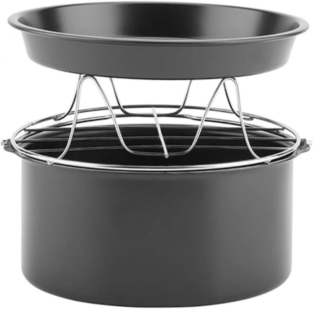Healifty 1 Set Air Fryer Baking Set Cake Pan Pizza Pan and Steam Rack for Versatile Cooking for Cakes Stews and Juicy Meats Food Grade Materials Healifty 1 Set Air Fryer Baking Set Cake Pan Pizza Pan and Steam Rack for Versatile Cooking for Cakes Stews and Juicy Meats Food Grade Materials