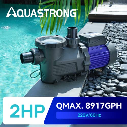 Image of Aquastrong 2HP In /Above Ground Pool Pump with Timer, 220V, 8917GPH, High Flow, Powerful Self Primming Swimming Pool Pumps with Filter