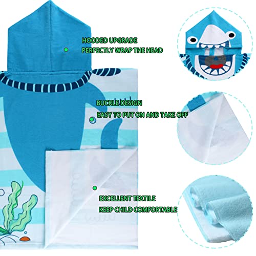 Image of NovForth Kids Beach Towel for Boys Girls, Hooded Bath Towel Wrap, Toddler Pool Towel with Hood