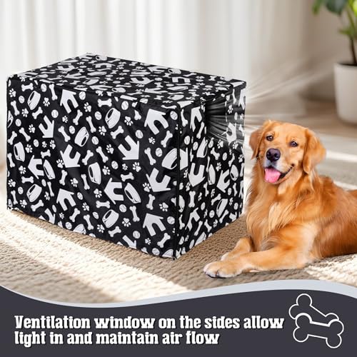 Dog Crate Cover 42 inch, Kennel Cover Fit for Dog Crate, Black/Paw - Image 4