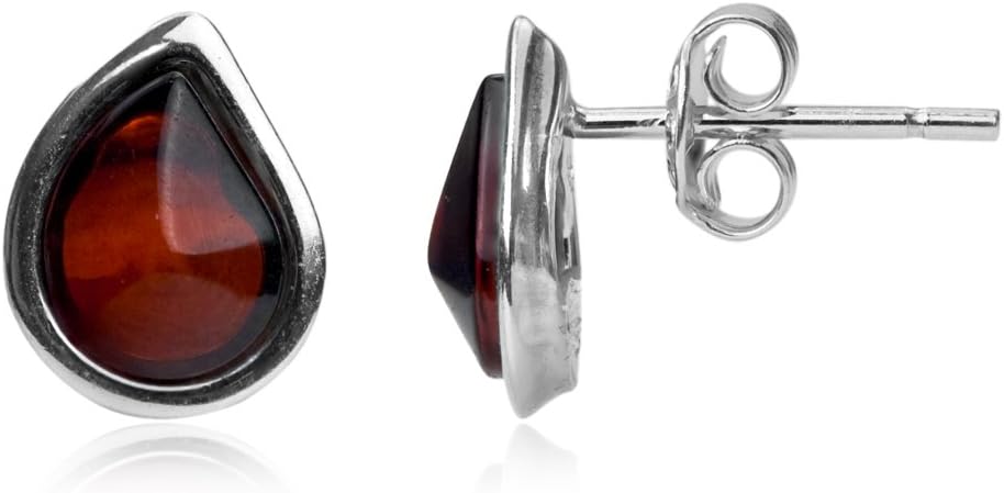 Ian and Valeri Co. Cherry Amber Sterling Silver Tearop Stud Earrings