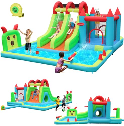 HIJOFUN Inflatable Water Slide Park 18x15FT Mega Water Park Bounce