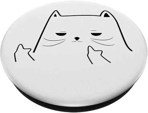 Miniatura 2 de Divertido gato humor medio dedo meme PopSockets intercambiable PopGrip