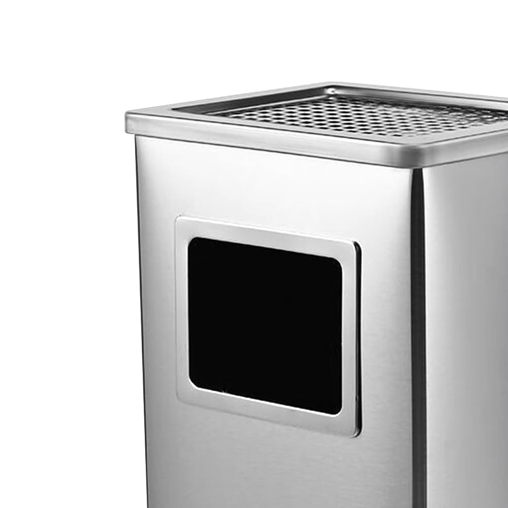LANTUS Poubelle en acier inoxydable, Poubelle amovible sur pied en acier inoxydable l, extérieur, intérieur et extérieur, Bacs à ordures de cuisine-Argent (1 PC) 24 * 24 * 60cm-35L