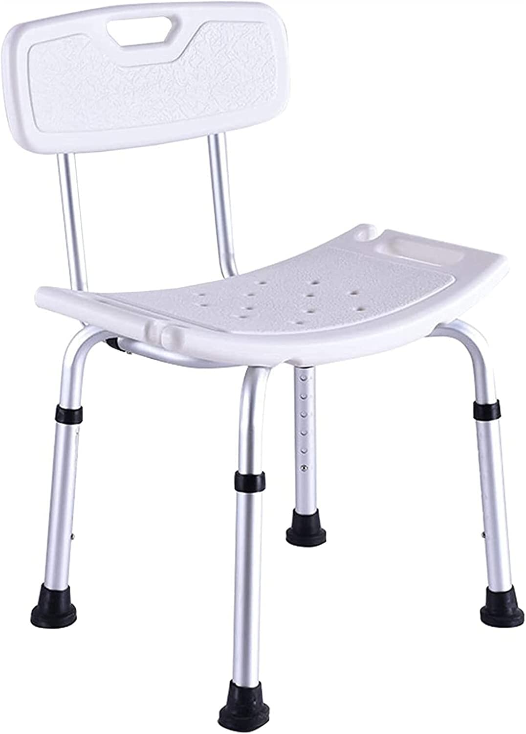 Silla de Ducha para Personas Mayores, Asiento de Ducha Premium para Adultos con discapacidad y Respaldo Ajustable en Altura, Taburete de bañera, Banco de Ducha, 51 cm, Color Blanco.