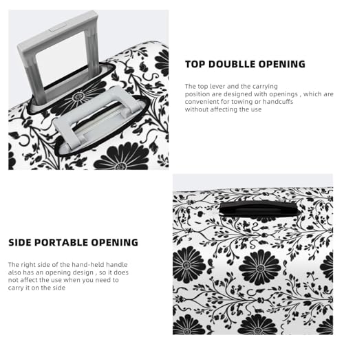 Luggage Cover - Vintage Flower Black Print Travel Suitcase Covers For Luggage, High Elasticity Suit Case Cover Protector Fits 18-32 Inch4
